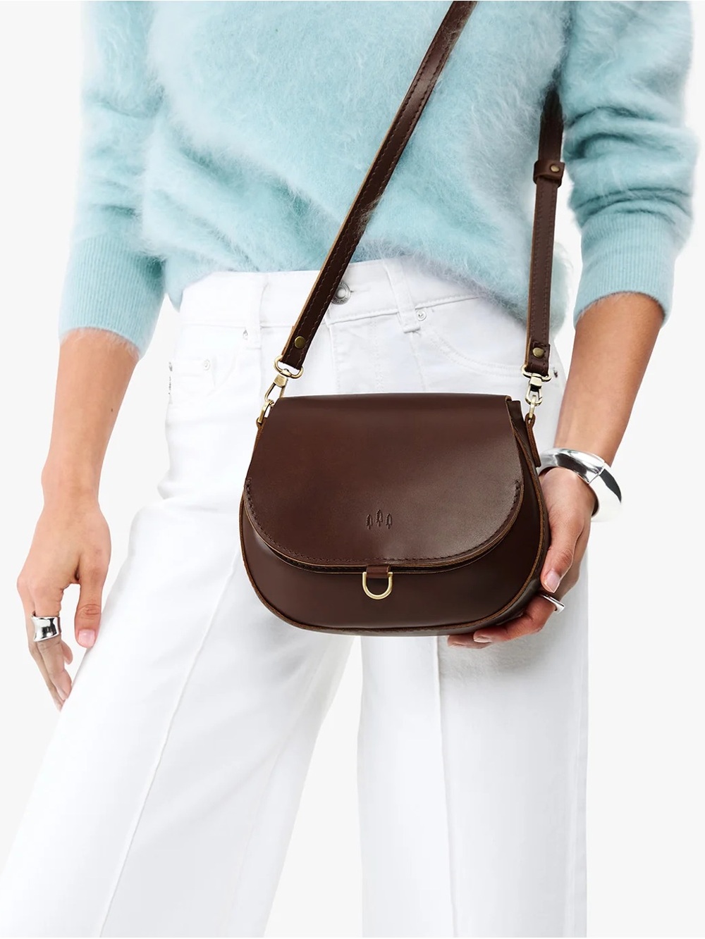 Portland Leather Dark Brown Saddle Crossbody Bag NEW